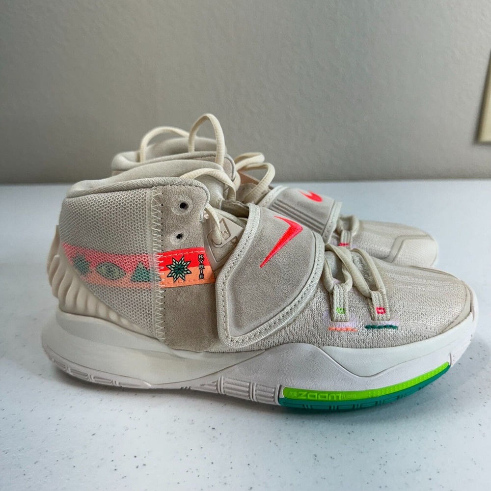 Nike Women's Kyrie 6 N7 Light‎ Cream Flash Crimson Sail Sneaker Shoes Size 4